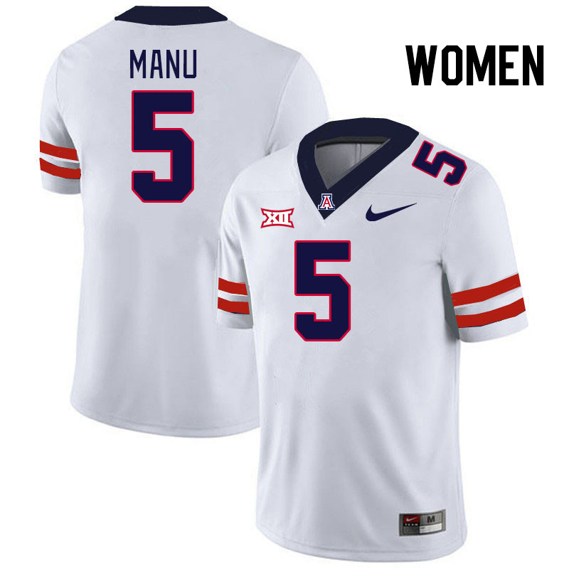 Women #5 Jacob Manu Arizona Wildcats Big 12 Conference College Football Jerseys Stitched-White